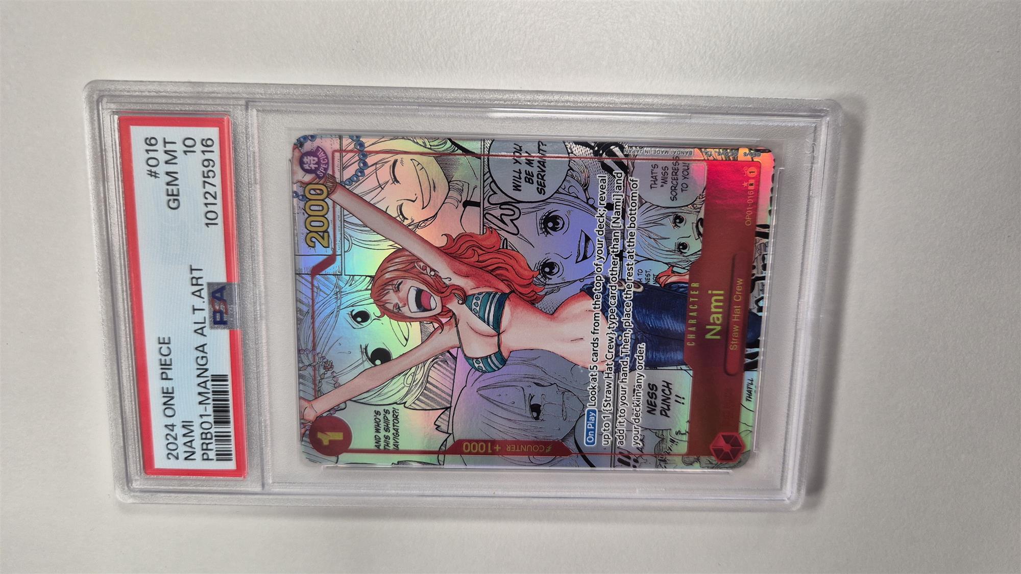 One Piece TCG Nami OP01-016 PRB01 Manga Alt Art PSA10 English
